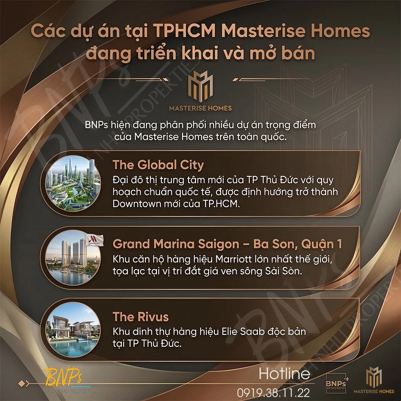 Các dự án tại TPHCM Masterise Homes đang triển khai và mở bán
