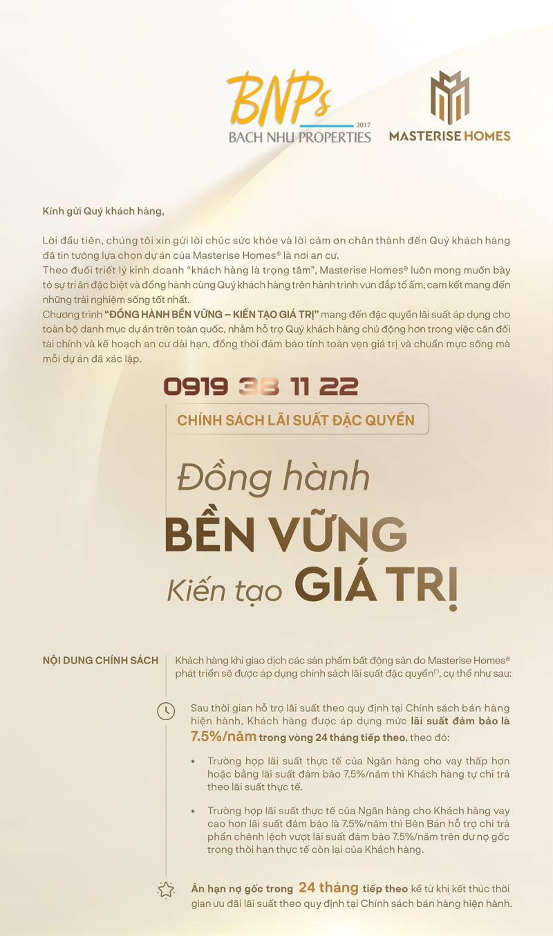 Chi tiết nội dung chương trình đồng hành bền vững kiến tạo giá trị - Bách Như Properties - BNPs