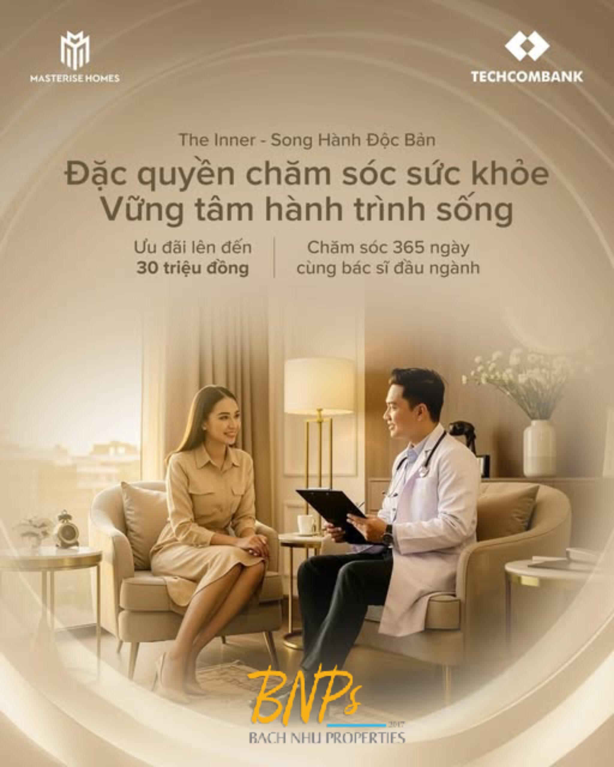 Đặc quyền Masterise Homes và Techcombank thiết kế - Đồng Hành Cùng Sức Khỏe Dài Lâu Và Y Học Tiên Phong - Bách Như Properties - BNPs